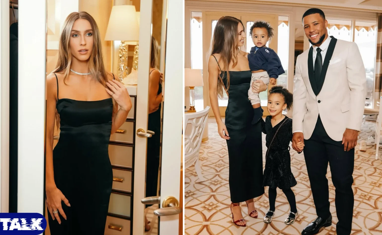 Saquon Barkley and Anna Congdon with their two children