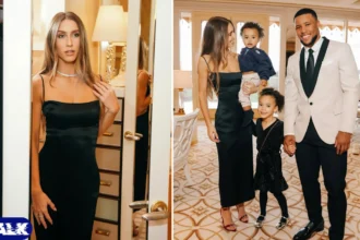 Saquon Barkley and Anna Congdon with their two children