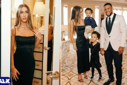 Saquon Barkley and Anna Congdon with their two children